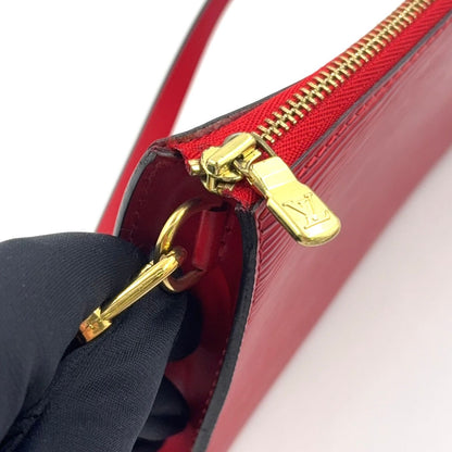 Louis Vuitton Pochette Accessoire Epi Castilian Red Leather Handbag Gold — view 6