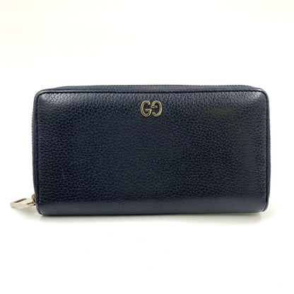 Gucci Zip Around Leather Black Wallet Silver