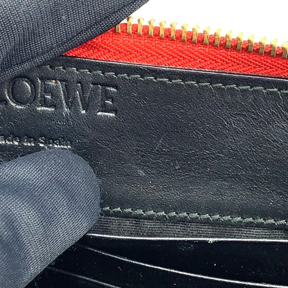 Loewe Anagram Linen Zip Around Leather Red Wallet Gold — view 7