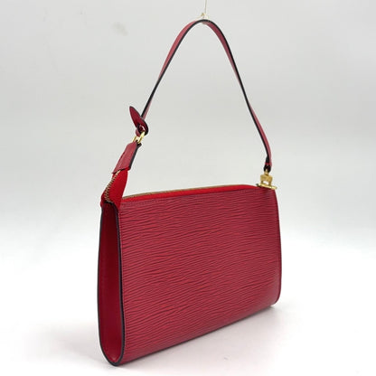 Louis Vuitton Pochette Accessoire Epi Castilian Red Leather Handbag Gold — view 2