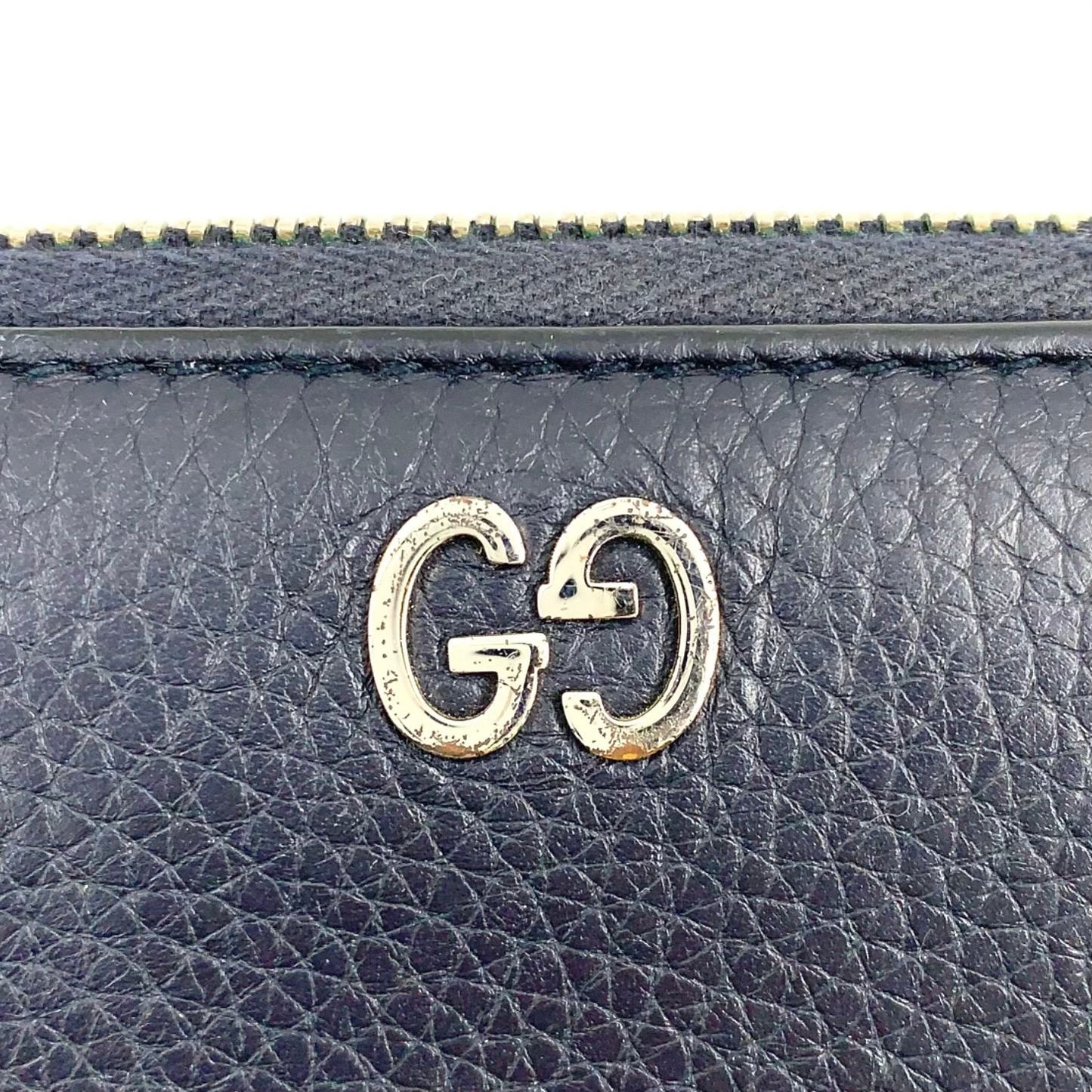 Gucci Zip Around Leather Black Wallet Silver — view 4