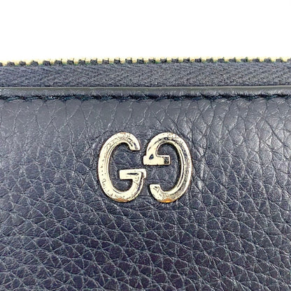 Gucci Zip Around Leather Black Wallet Silver — view 4