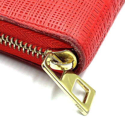 Loewe Anagram Linen Zip Around Leather Red Wallet Gold — view 9