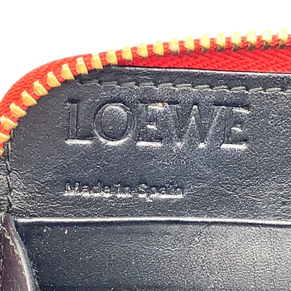 Loewe Anagram Linen Zip Around Leather Red Wallet Gold — view 5