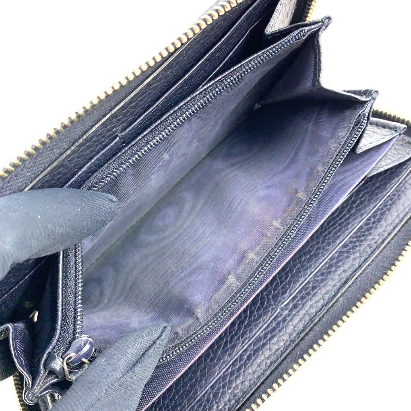 Gucci Zip Around Leather Black Wallet Silver — view 6
