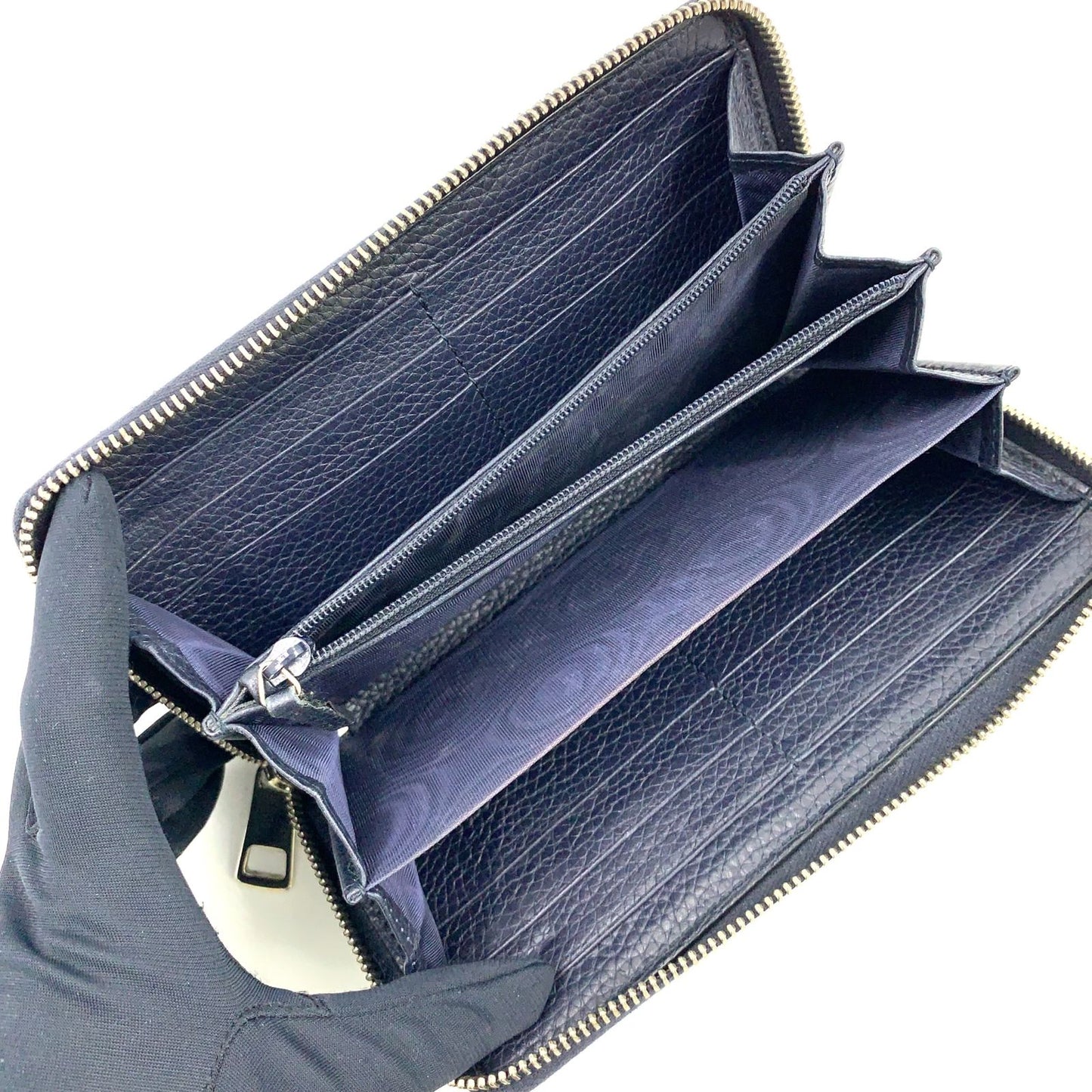 Gucci Zip Around Leather Black Wallet Silver — view 5