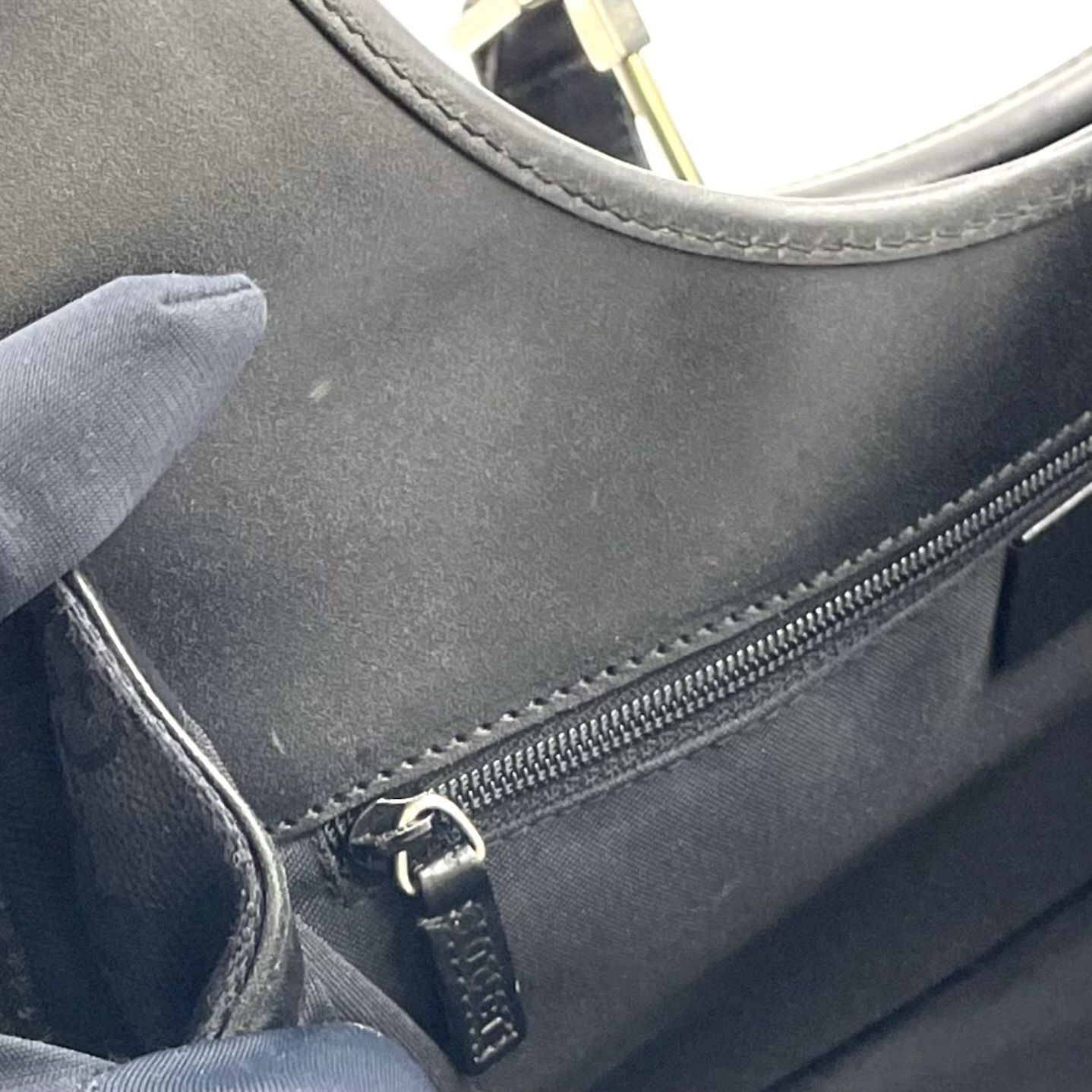 Gucci Jackie GG Canvas Black Shoulder Bag Silver — view 8