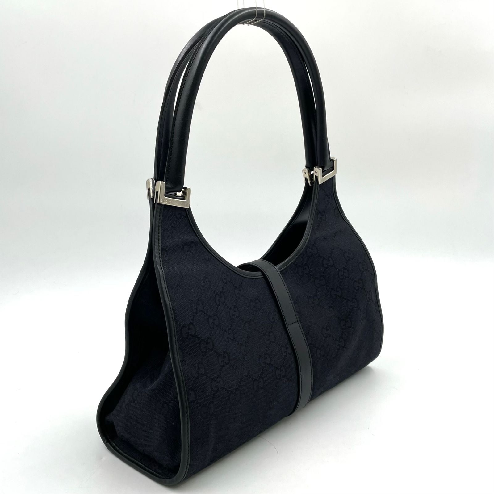 Gucci Jackie GG Canvas Black Shoulder Bag Silver — view 2