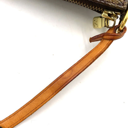 Louis Vuitton Pochette Monogram Leather Brown Handbag Gold — view 6