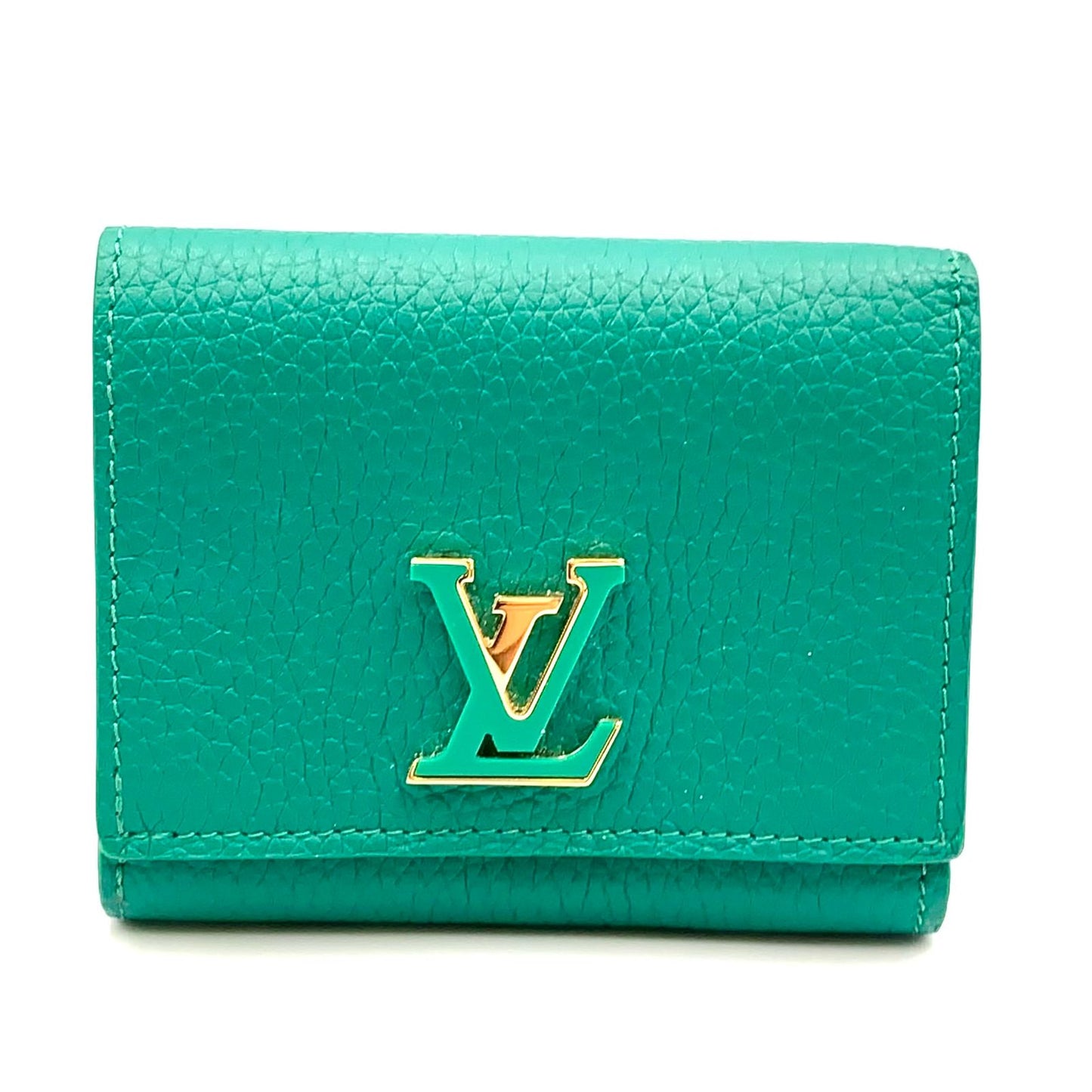 Louis Vuitton Portefeuille Capucines Enabled Leather Green Wallet Gold
