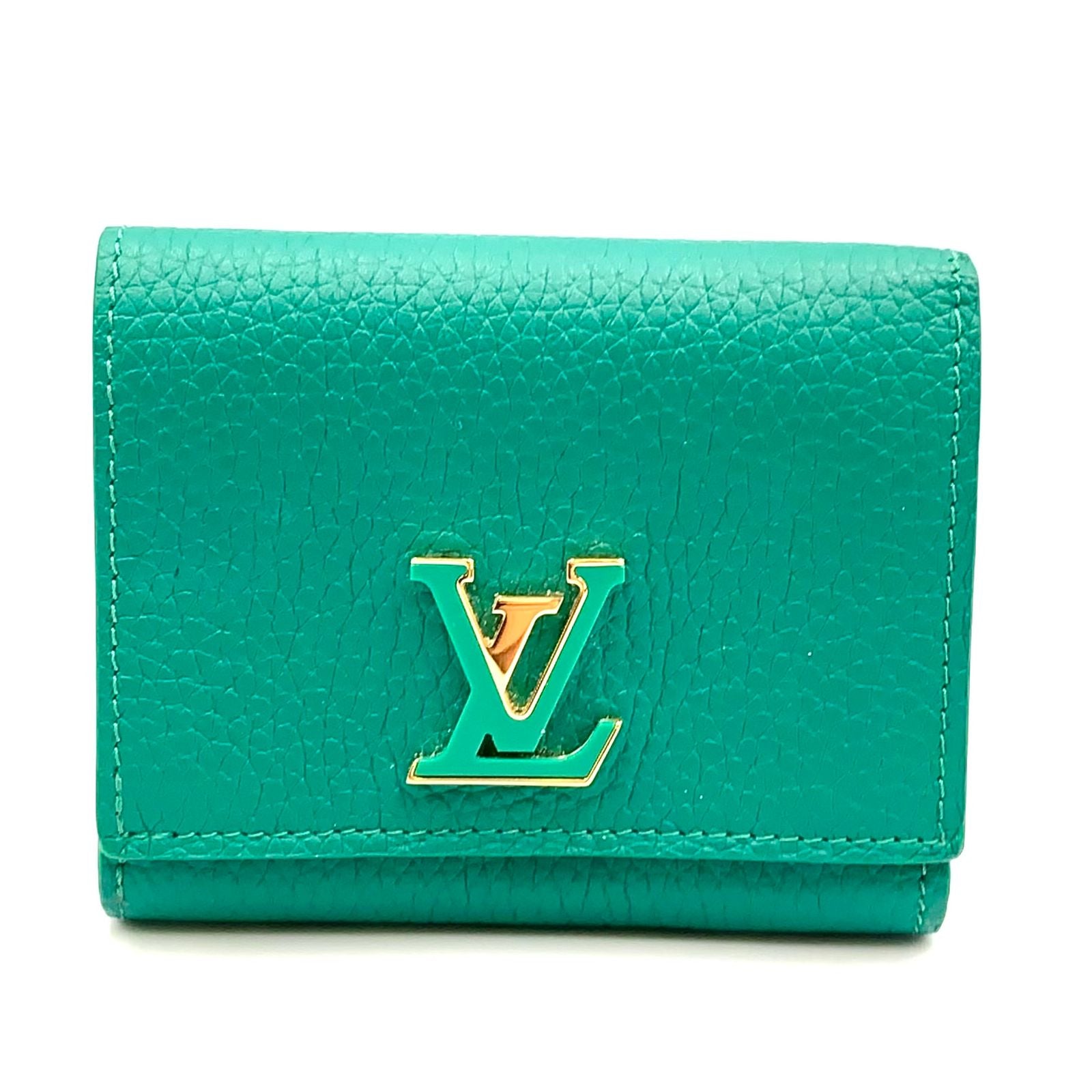 Louis Vuitton Portefeuille Capucines Enabled Leather Green Wallet Gold