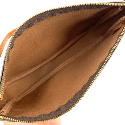 Louis Vuitton Pochette Monogram Leather Brown Handbag Gold — view 3