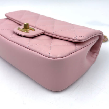 Chanel Mini Quilted Heart Charm Random Lambskin Pink Chain Shoulder Bag Gold — view 6