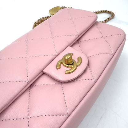 Chanel Mini Quilted Heart Charm Random Lambskin Pink Chain Shoulder Bag Gold — view 7