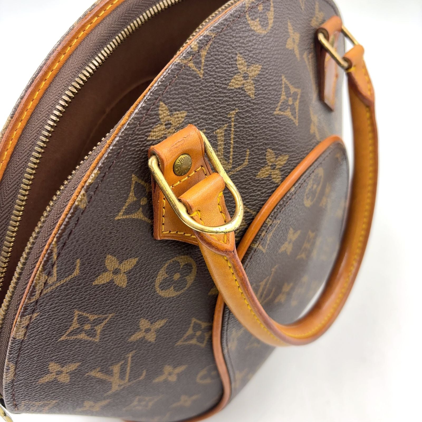 Louis Vuitton Ellipse PM Monogram Leather Brown Handbag Gold — view 7