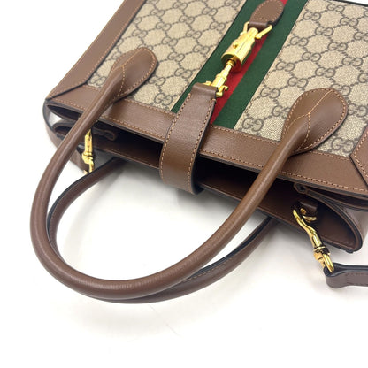 Gucci Jackie 2-Way Shoulder Leather Brown Beige Handbag Gold — view 8