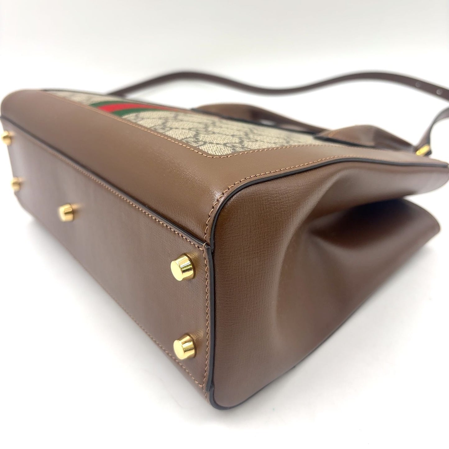 Gucci Jackie 2-Way Shoulder Leather Brown Beige Handbag Gold — view 6