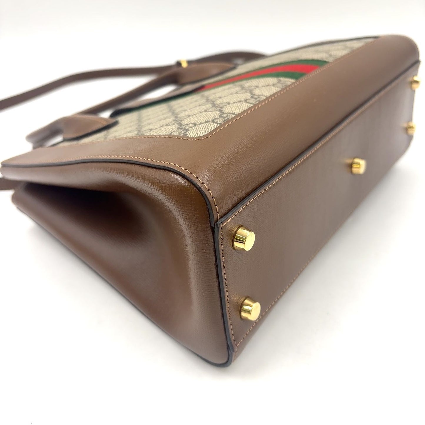 Gucci Jackie 2-Way Shoulder Leather Brown Beige Handbag Gold — view 7