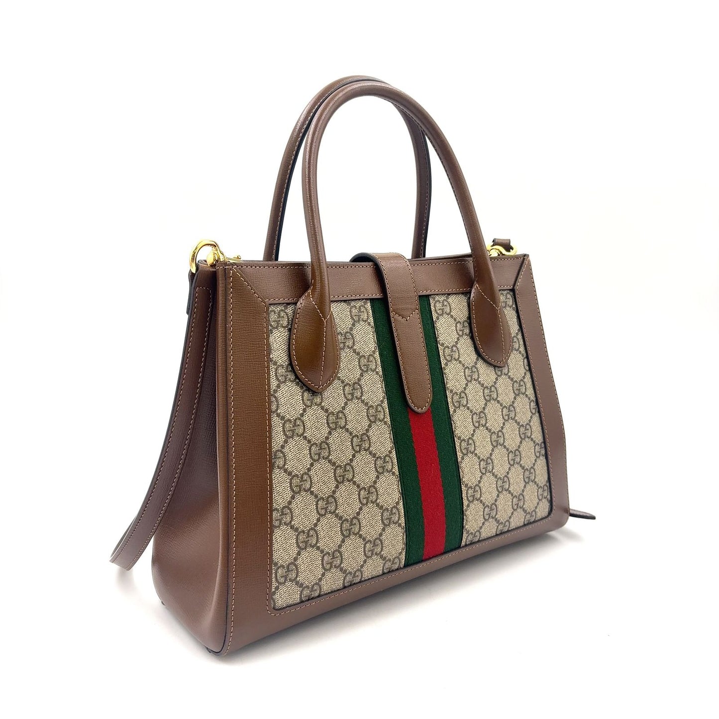 Gucci Jackie 2-Way Shoulder Leather Brown Beige Handbag Gold — view 2