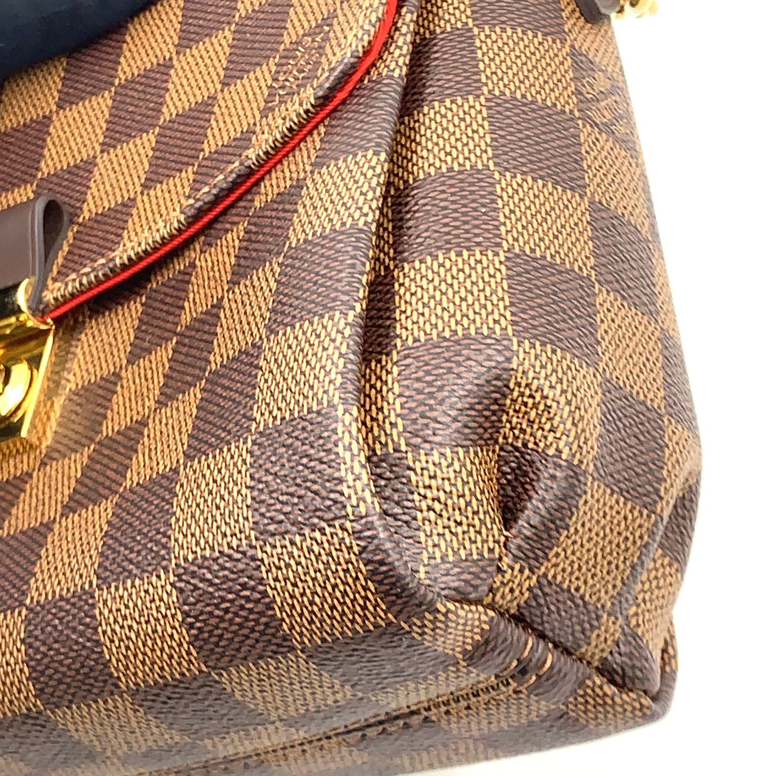 Louis Vuitton Croisette Damier Ebene 2-Way Shoulder Leather Brown Handbag Gold — view 7