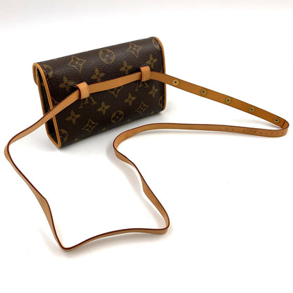Louis Vuitton Pochette Twin PM Monogram XS Leather Brown Shoulder Bag Gold — view 2