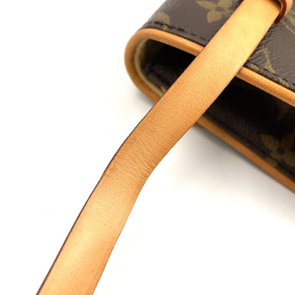 Louis Vuitton Pochette Twin PM Monogram XS Leather Brown Shoulder Bag Gold — view 7