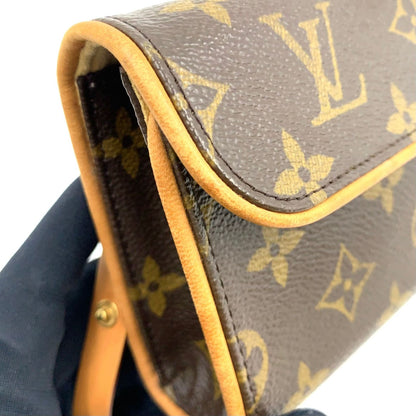 Louis Vuitton Pochette Twin PM Monogram XS Leather Brown Shoulder Bag Gold — view 9