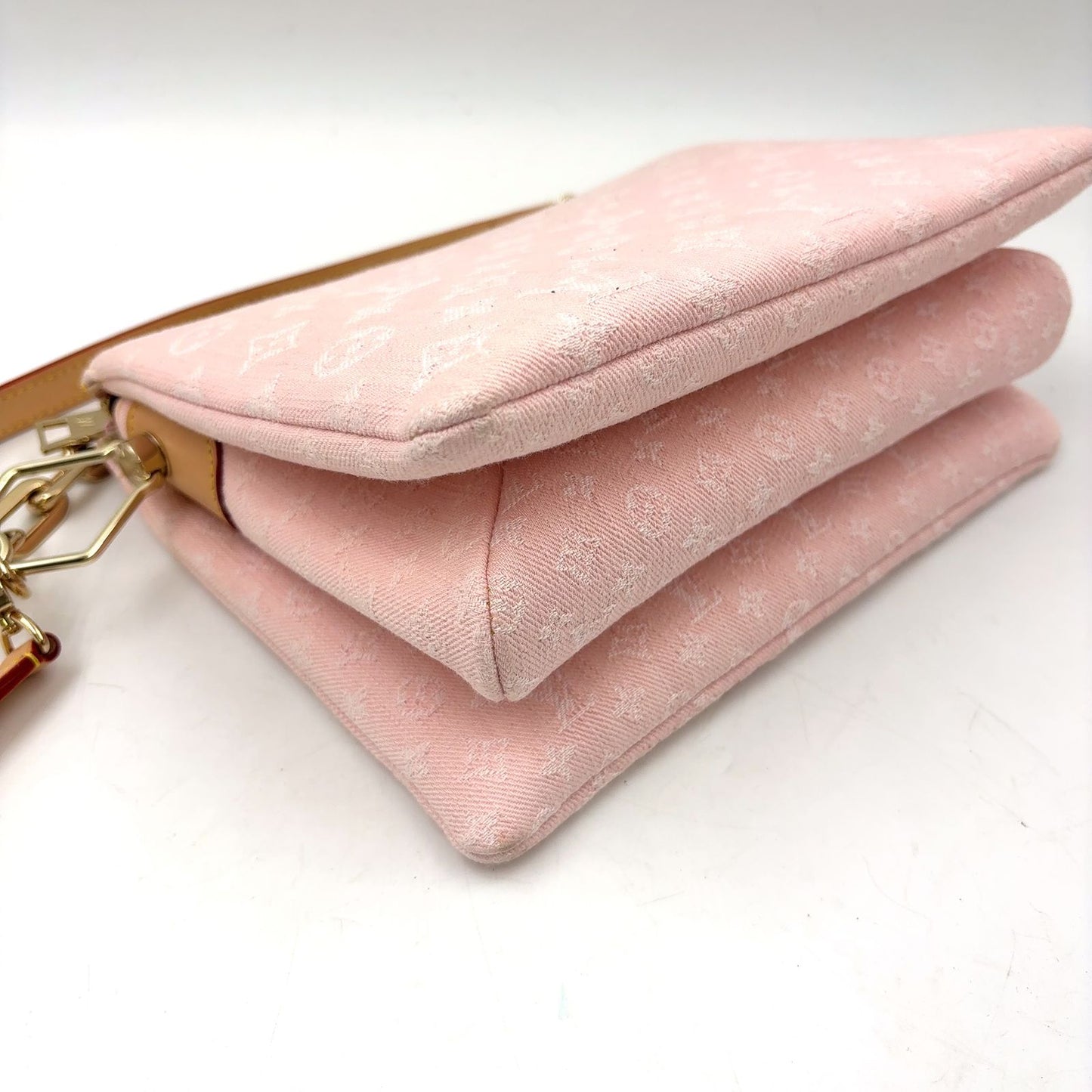 Louis Vuitton PM 2-Way Chain Cotton Pink Shoulder Bag Gold — view 5