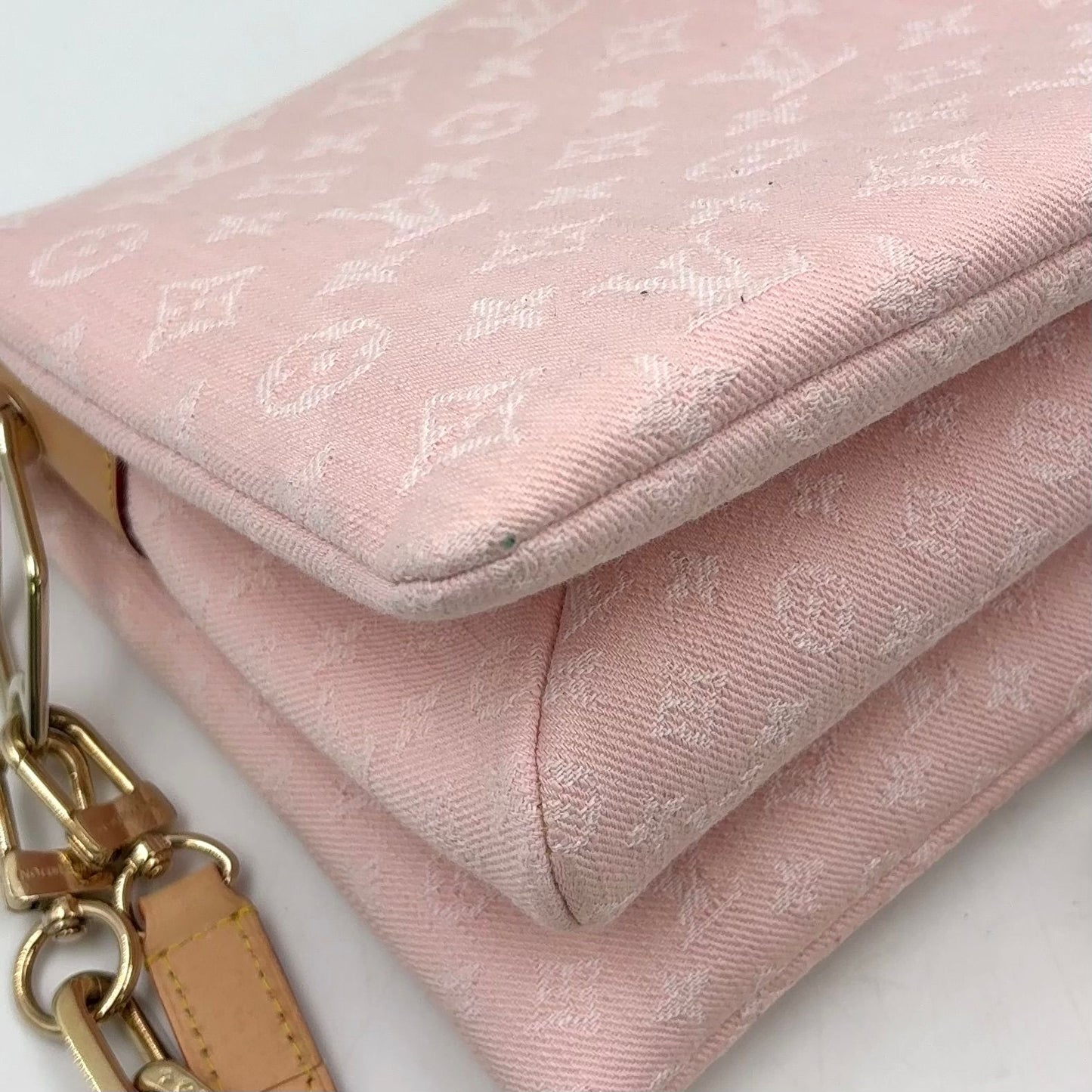 Louis Vuitton PM 2-Way Chain Cotton Pink Shoulder Bag Gold — view 7