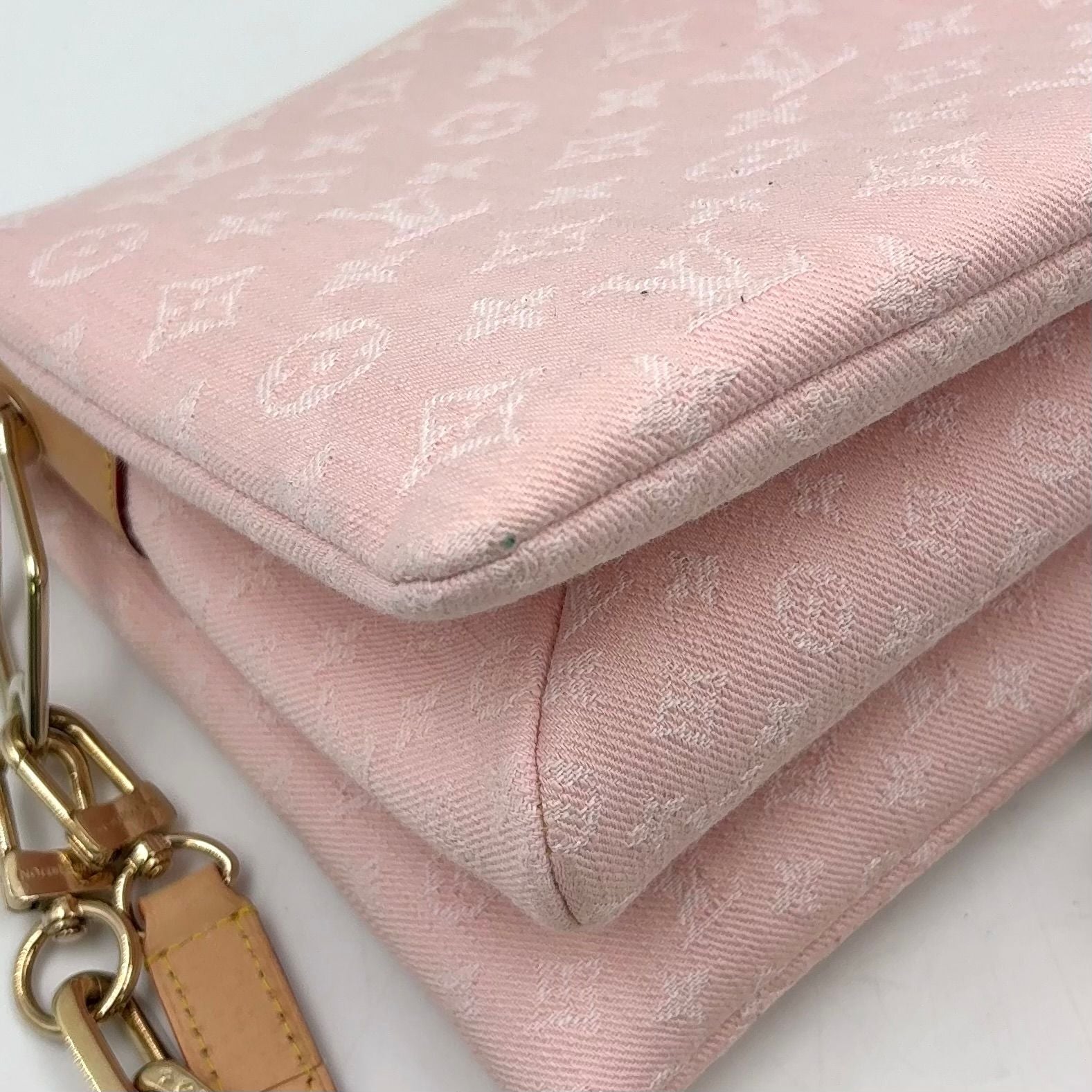 Louis Vuitton PM 2-Way Chain Cotton Pink Shoulder Bag Gold — view 7