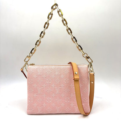 Louis Vuitton PM 2-Way Chain Cotton Pink Shoulder Bag Gold
