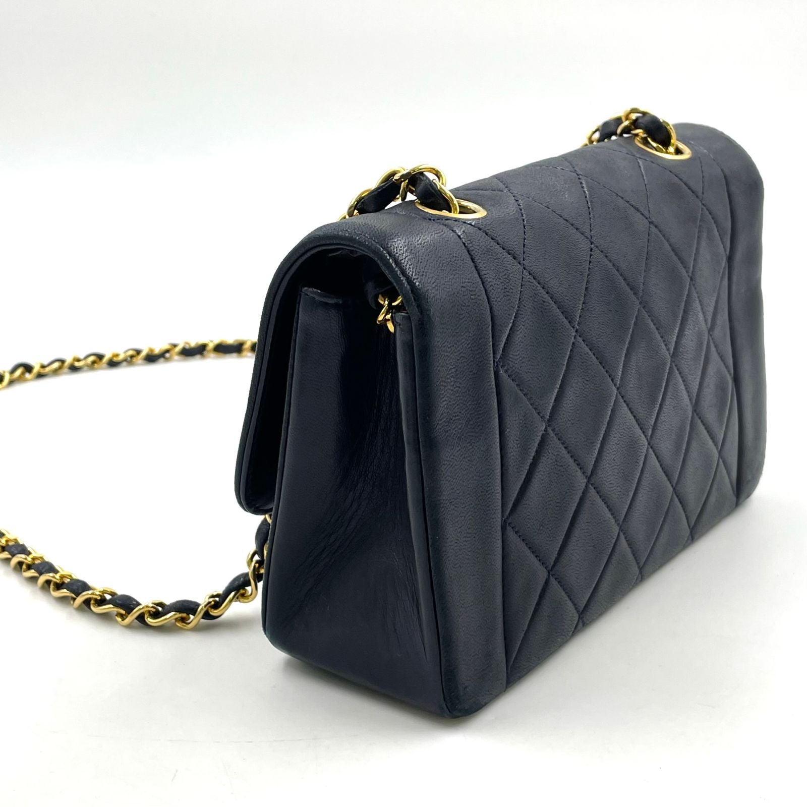 Chanel Quilted Single Flap Lambskin Black Chain Shoulder Bag Gold — view 2