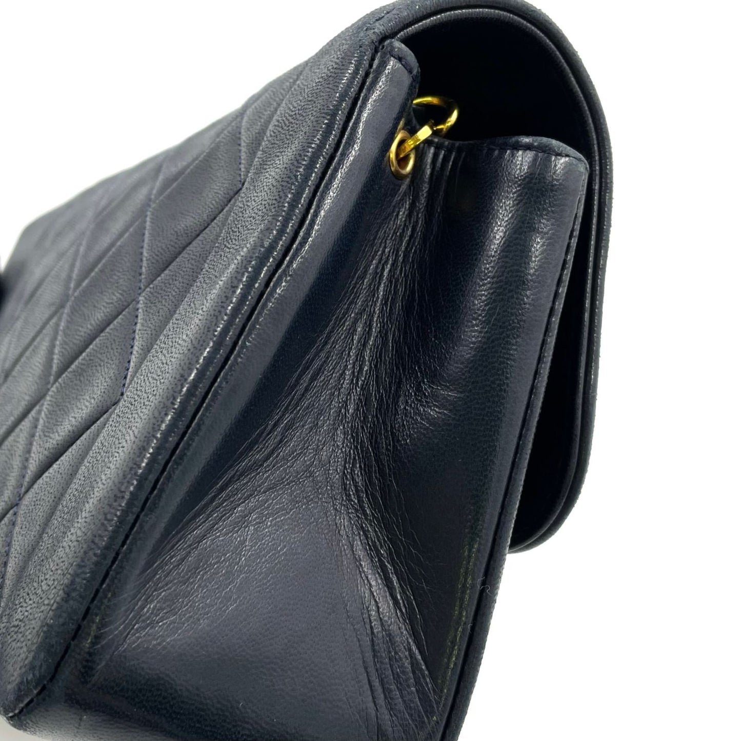 Chanel Quilted Single Flap Lambskin Black Chain Shoulder Bag Gold — view 7