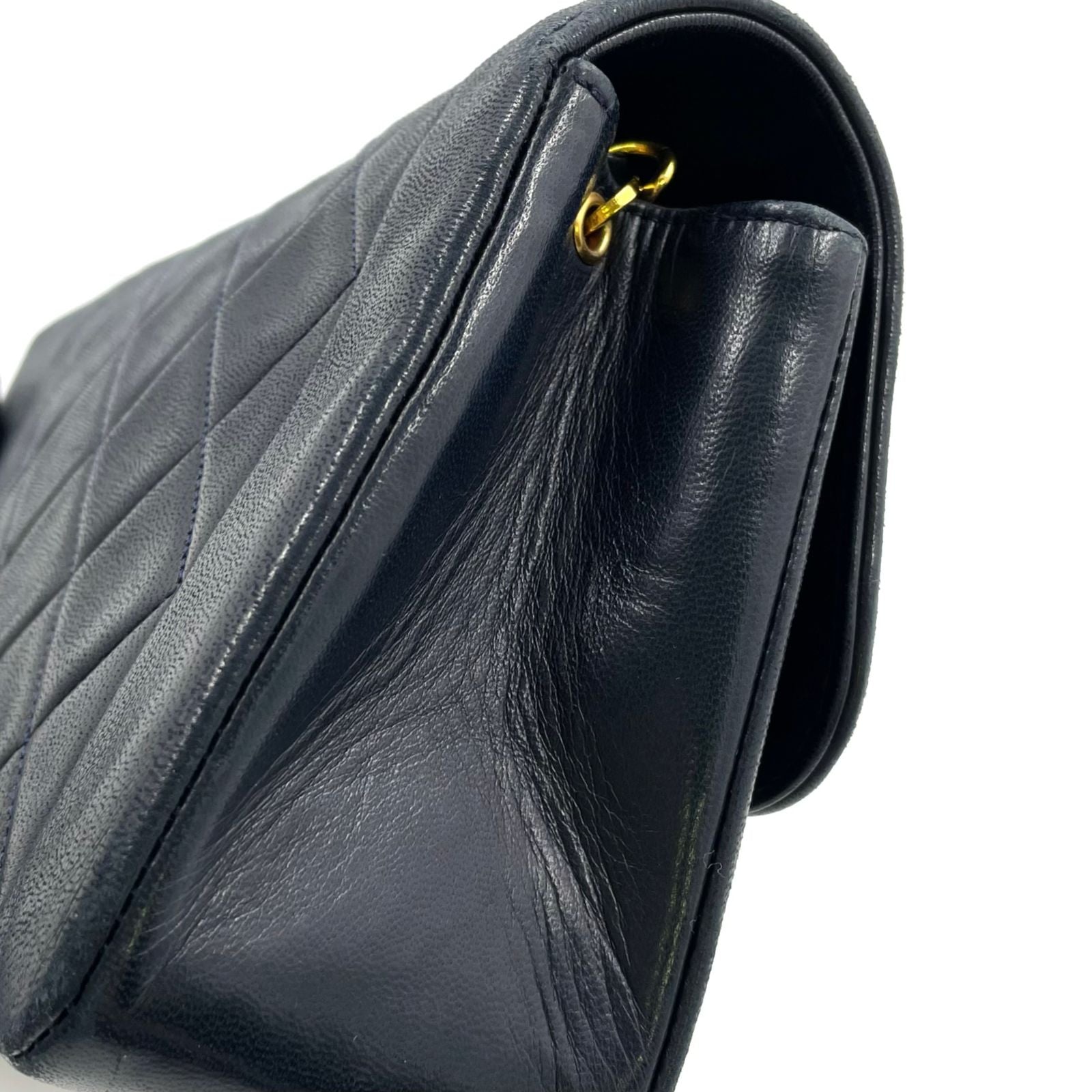 Chanel Quilted Single Flap Lambskin Black Chain Shoulder Bag Gold — view 7