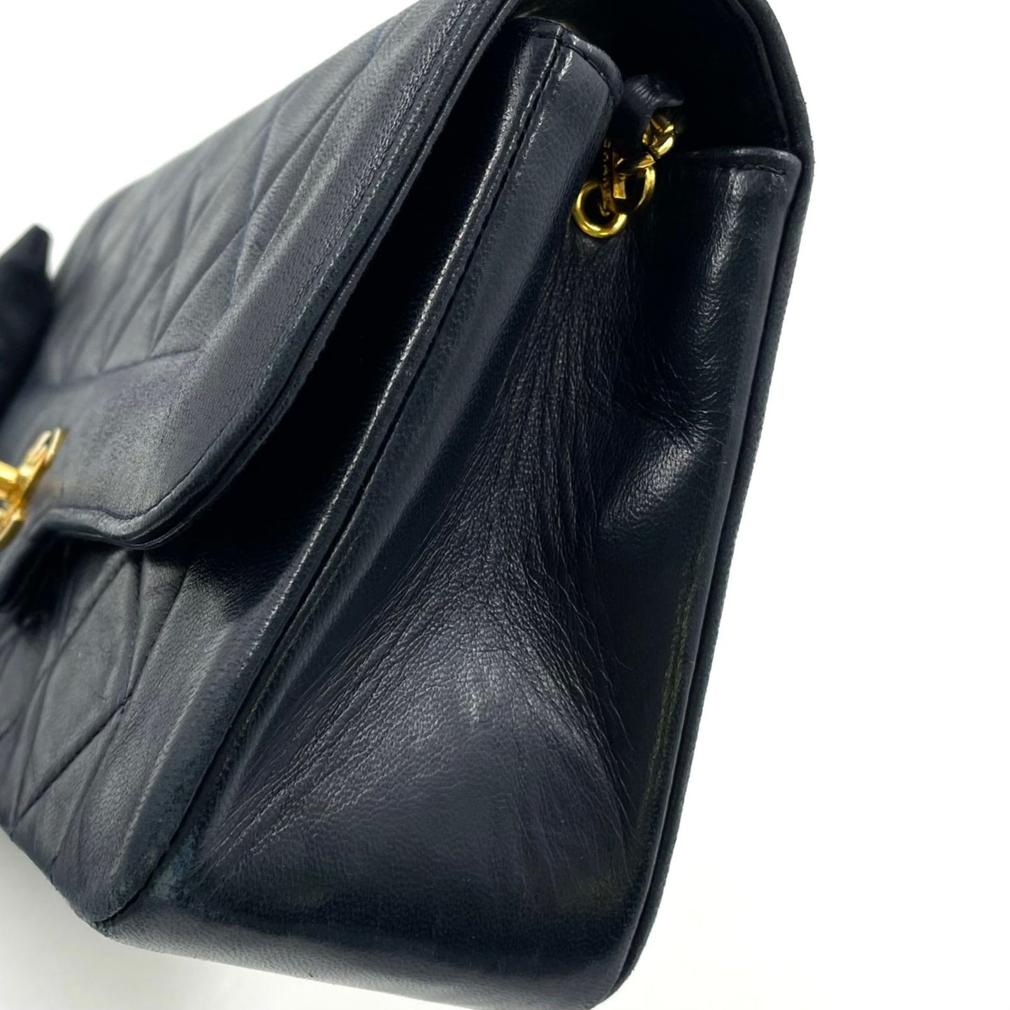 Chanel Quilted Single Flap Lambskin Black Chain Shoulder Bag Gold — view 8