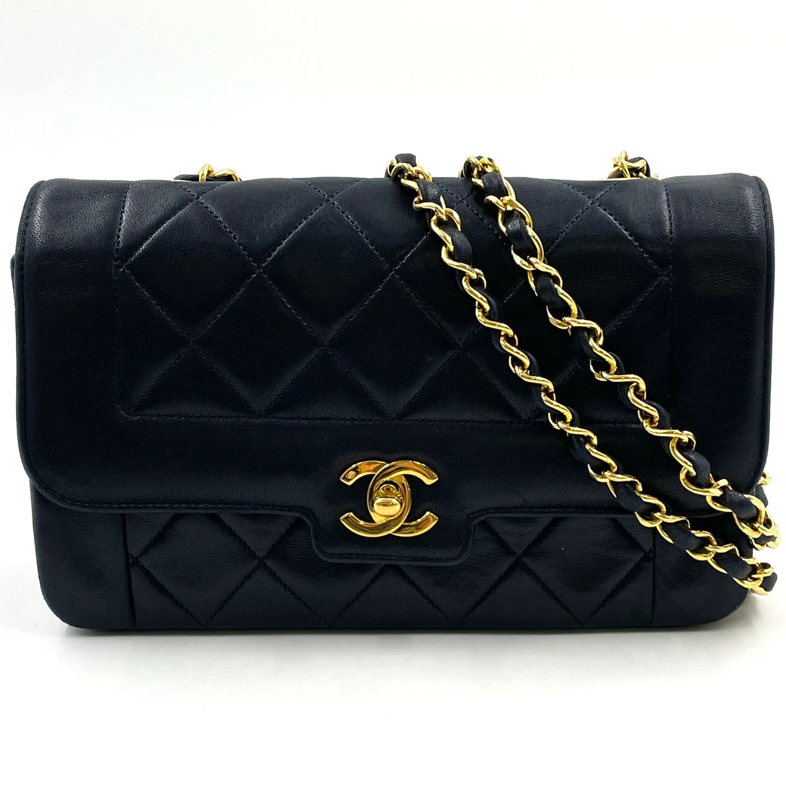 Chanel Quilted Single Flap Lambskin Black Chain Shoulder Bag Gold