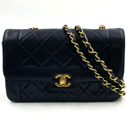 Chanel Quilted Single Flap Lambskin Black Chain Shoulder Bag Gold