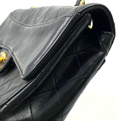 Chanel Quilted Single Flap Pouch Lambskin Black Chain Shoulder Bag Gold — view 6