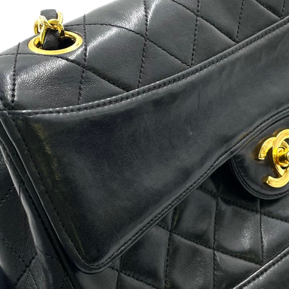 Chanel Quilted Single Flap Pouch Lambskin Black Chain Shoulder Bag Gold — view 9