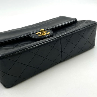 Chanel Quilted Single Flap Pouch Lambskin Black Chain Shoulder Bag Gold — view 5
