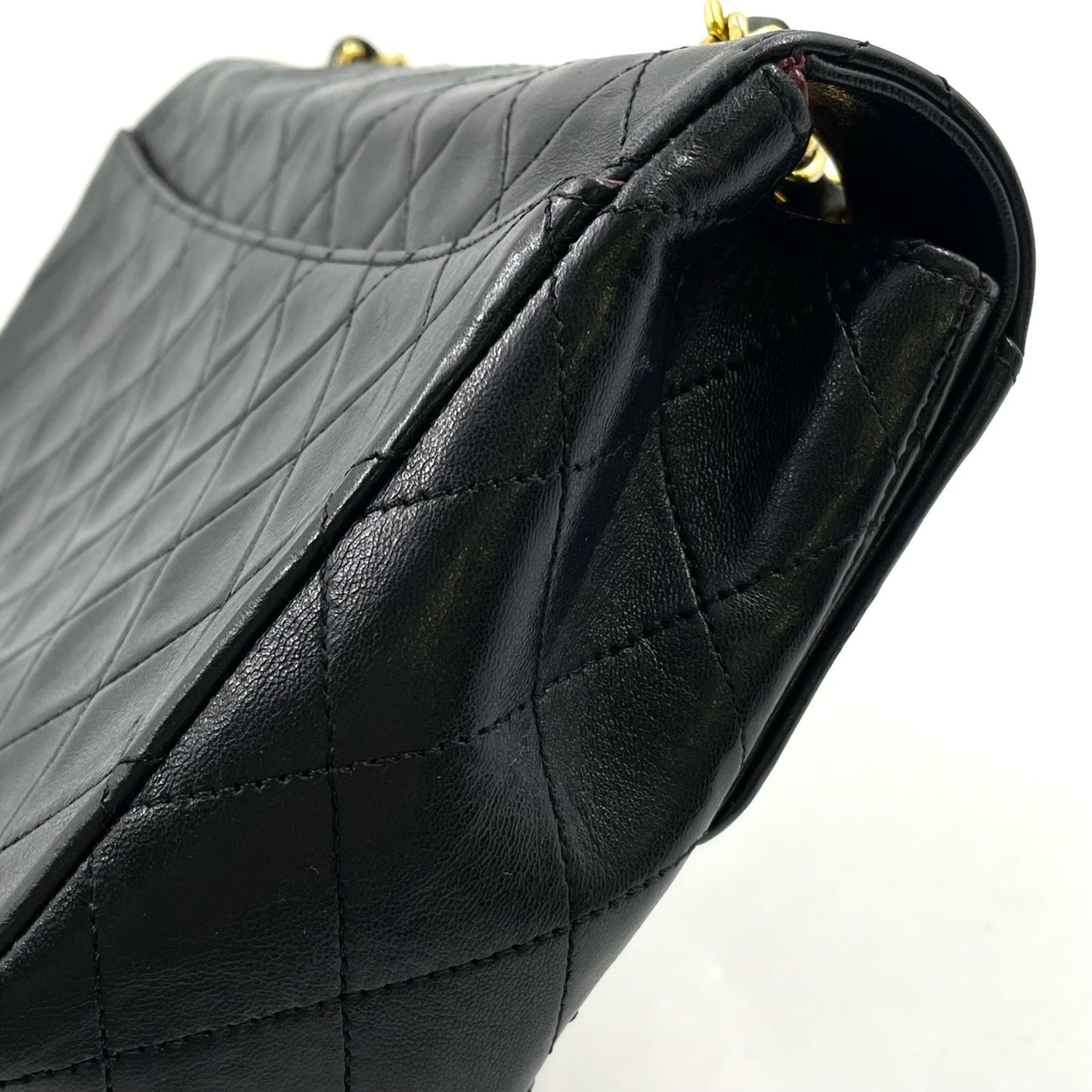 Chanel Quilted Single Flap Pouch Lambskin Black Chain Shoulder Bag Gold — view 7