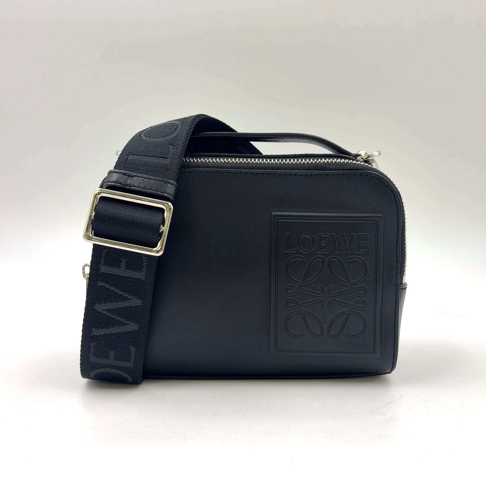 Loewe Anagram Crossbody Leather Black Mini Shoulder Bag Silver