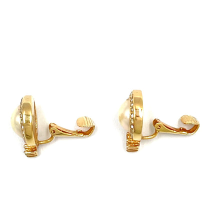 Dior Line Stone Faux Pearl Off White Gold Earrings — view 6