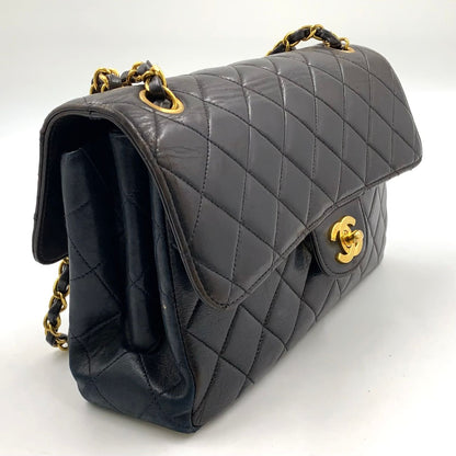 Chanel Double Face Quilted Lambskin Black Chain Shoulder Bag Silver — view 2