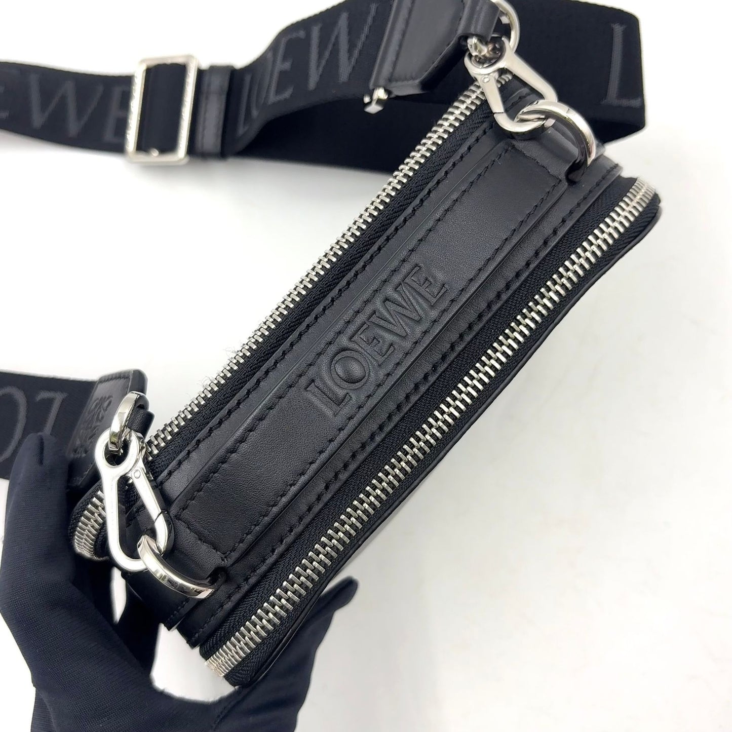 Loewe Anagram Crossbody Leather Black Mini Shoulder Bag Silver — view 8