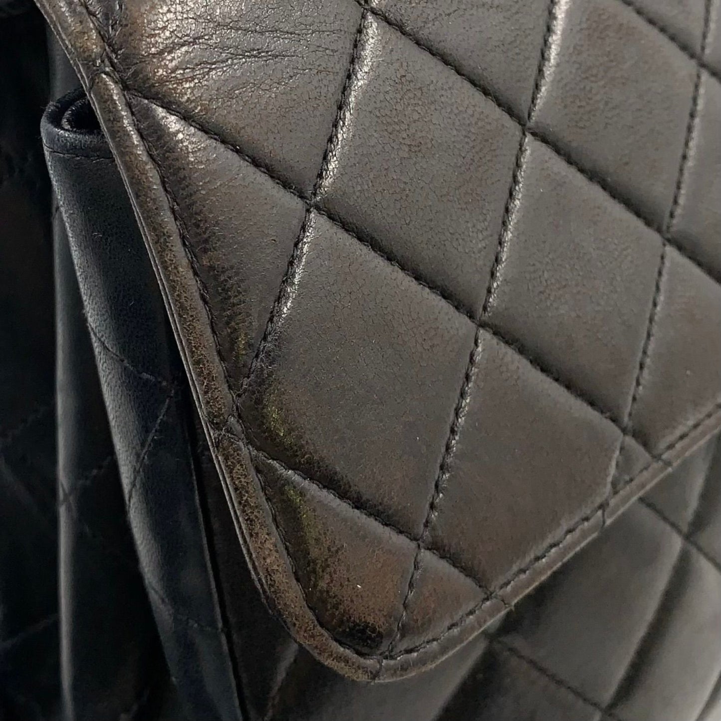 Chanel Double Face Quilted Lambskin Black Chain Shoulder Bag Silver — view 8