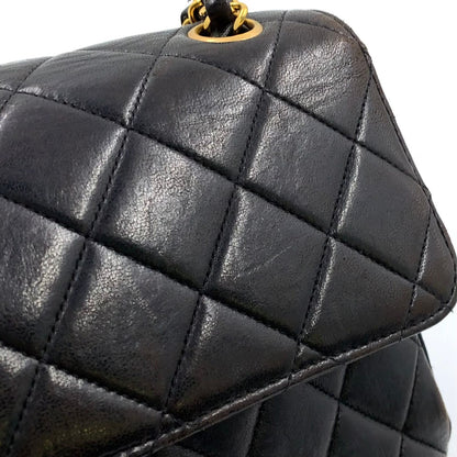 Chanel Double Face Quilted Lambskin Black Chain Shoulder Bag Silver — view 7