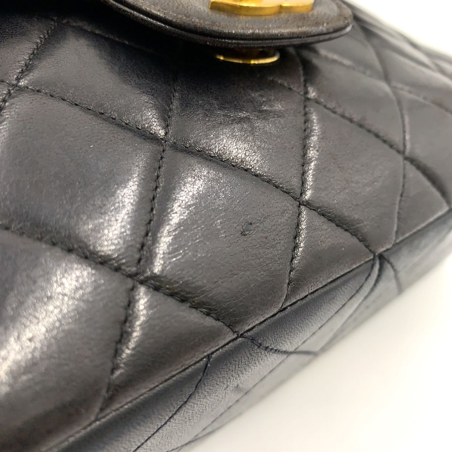 Chanel Double Face Quilted Lambskin Black Chain Shoulder Bag Silver — view 9