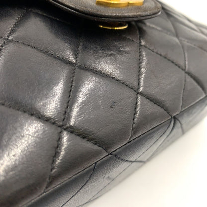 Chanel Double Face Quilted Lambskin Black Chain Shoulder Bag Silver — view 9