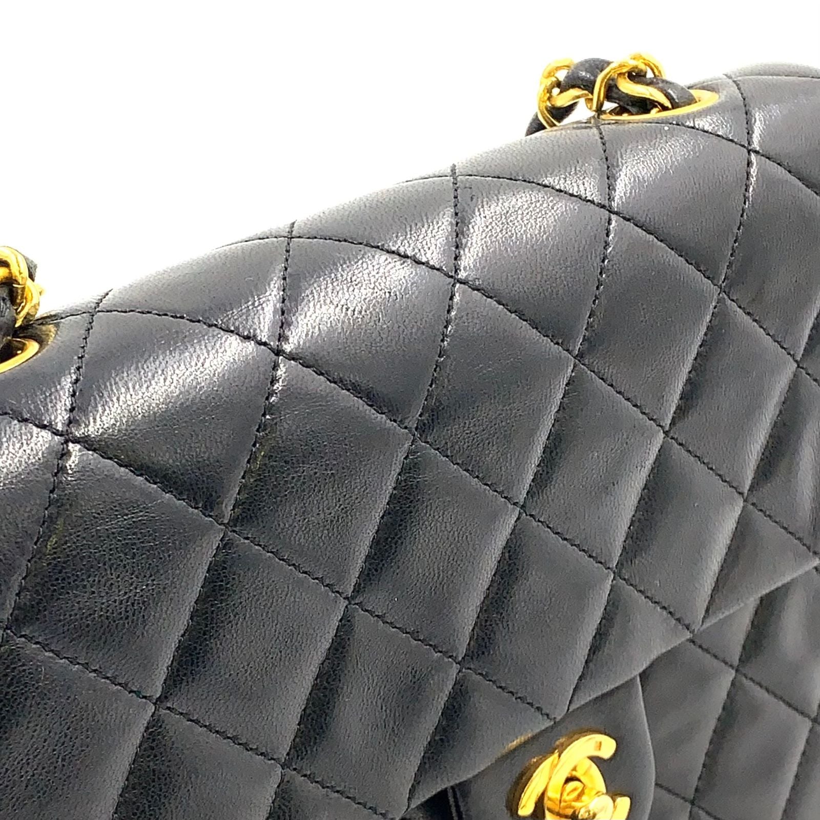 Chanel Mini Quilted Lambskin Black Chain Shoulder Bag Gold — view 9